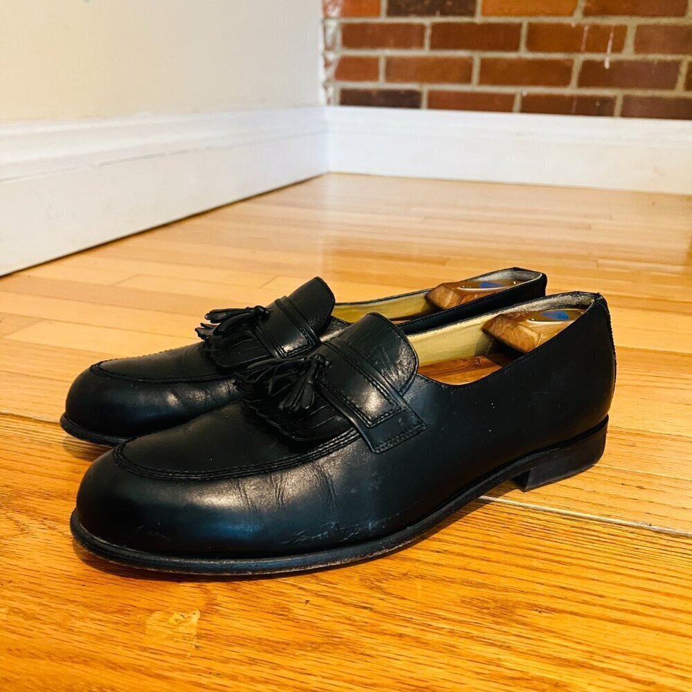 Calzoleria Toscana Shoes Mens Leather Slip On Tassel Penny Loafers Shoes 11.5